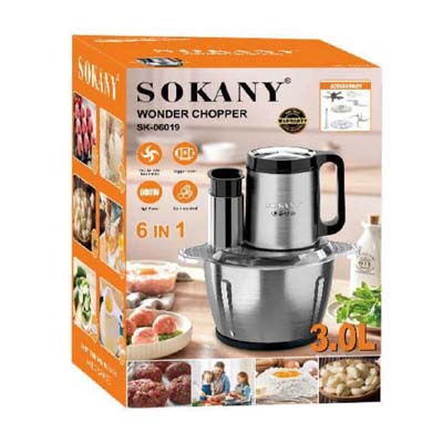 Sokany Wonder Chopper SK-06019 - 6 ইন 1 ফুড প্রসেসর (3L, 800W)